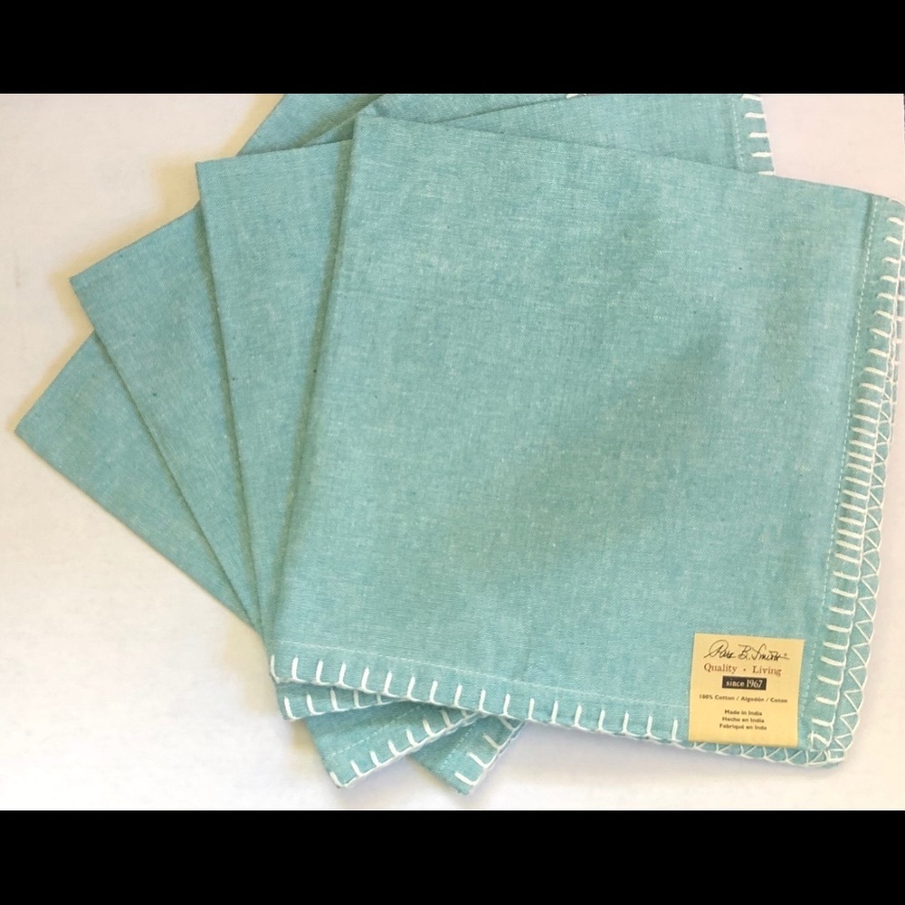 Six New Park B. Smith Chambray Aquamarine Napkins